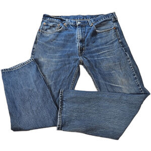 Levi's Men's 38x32 Blue Denim 505 Regular Fit Straight Leg Jeans